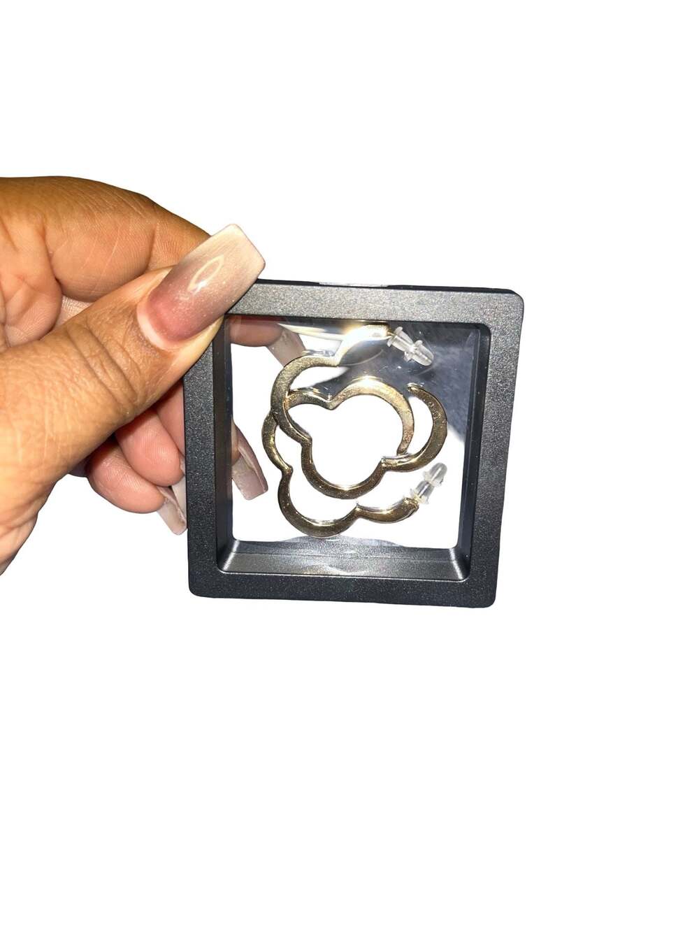 Gold-Tone Flower Shaped Hoop Earrings